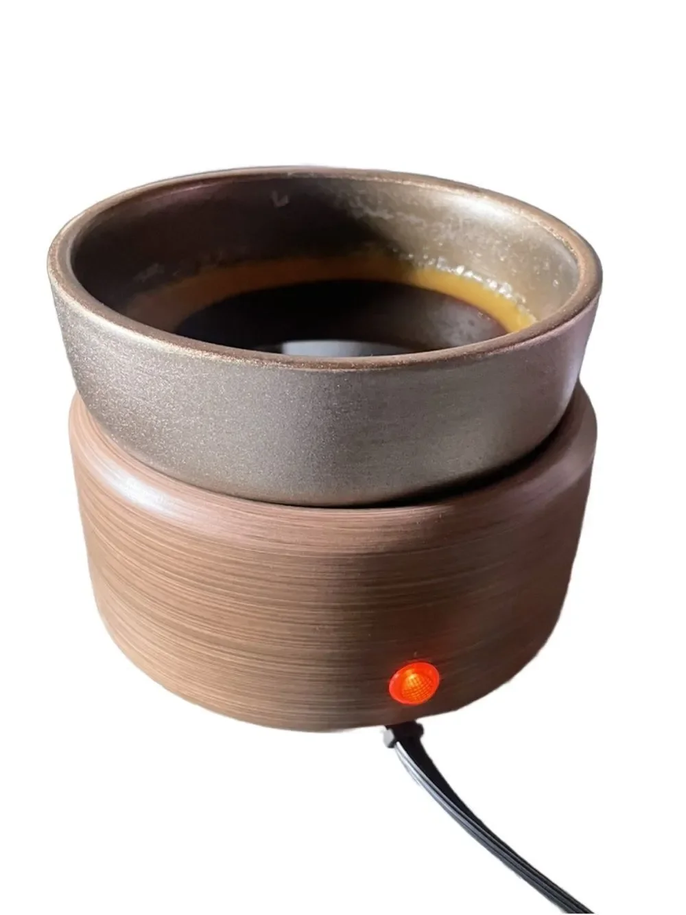 Sleek Contemporary 2 in 1 Flameless Candle Warmer Classic Pewter & Walnut Design